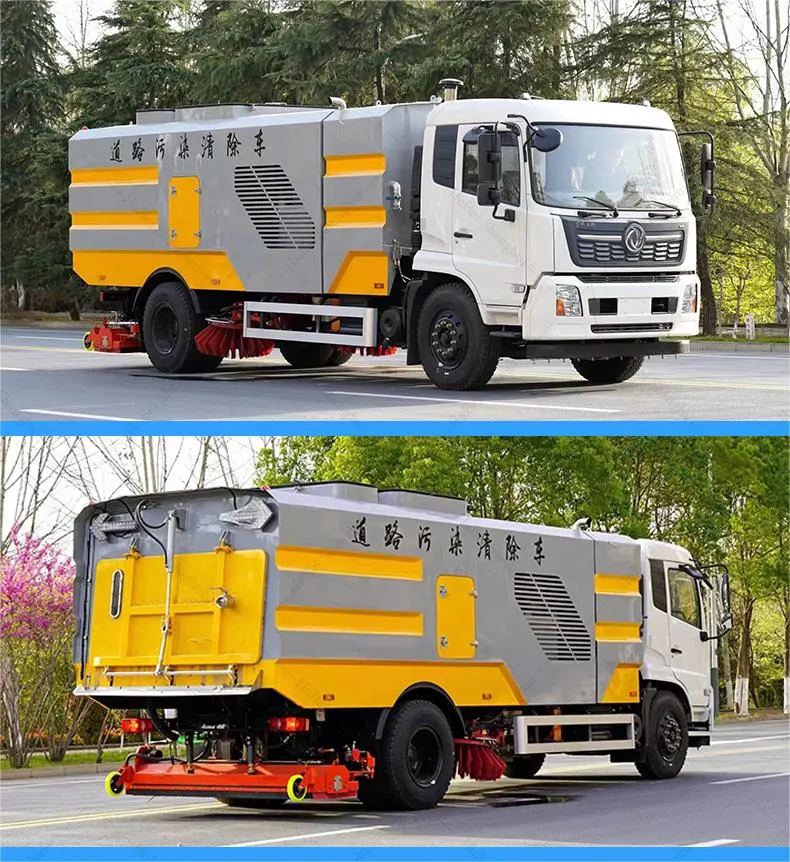 Chinese 190HP 230HP Euro 2 Euro 3 Euro 4 Euro 5 Clean Water Tank 9 Cbm Waste Water Tank 7 Cbm High Pressure Road Washing Truck Road Sweeper Truck