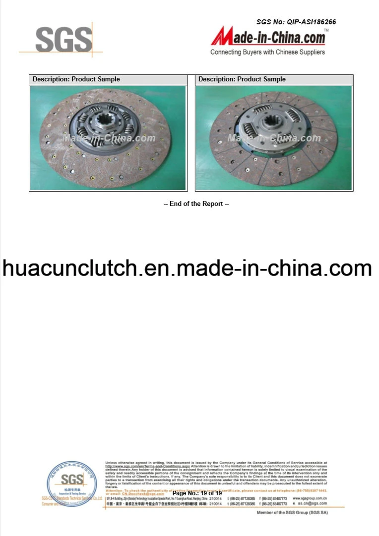 Auto Clutch Disk, Clutch Driven Disc 430 mm for Chinese Truck or Bus