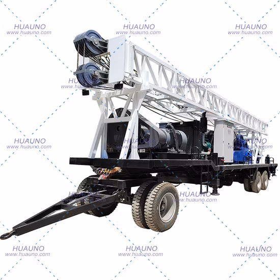 工場価格の高トルクターンテーブル、深さ1,000m、ロシアおよび中央アジア市場向けのトレーラートラック搭載型井戸掘削リグ。